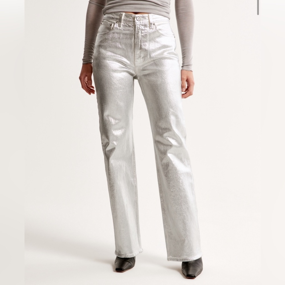 Silver high rise jeans